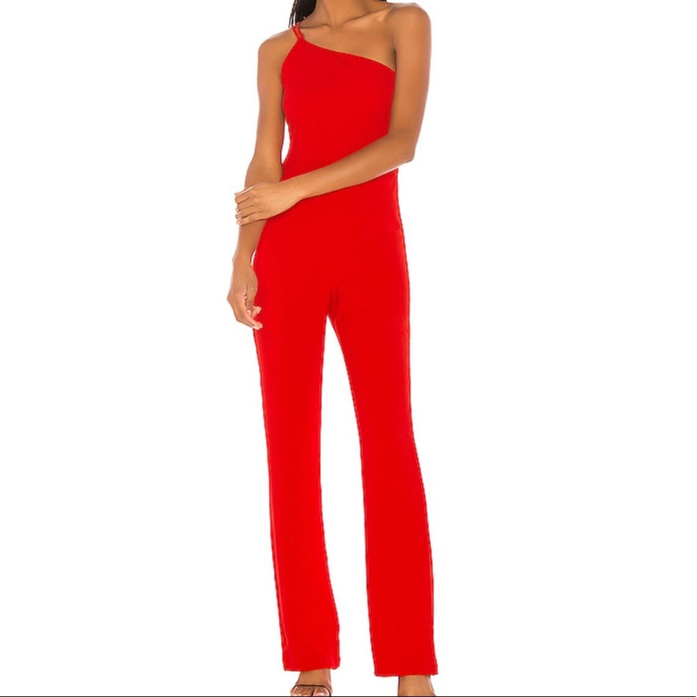 NBD One-Shoulder Red Jumpsuit